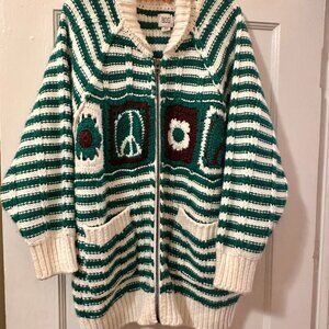 BDG Zip Up Striped Sweater Unisex